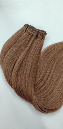 8 Parça 150 gr 65 cm Gerçek Saç Çıtçıt Açık Kumral Renk