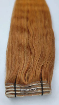 8 Parça 150 gr 65 cm Gerçek Saç Çıtçıt Açık Bakır Renk