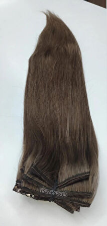 8 Parça 200gr. 65-70cm Gerçek Saç Çıtçıt Küllü Kumral Renk