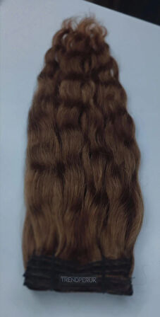 8 Parça 200 gr 65-70 cm Gerçek Saç Çıtçıt Koyu Kumral Renk