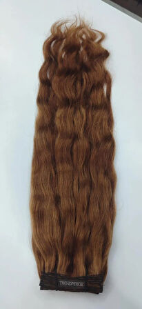 8 Parça 200 gr 65-70 cm Gerçek Saç Çıtçıt Kumral Renk 