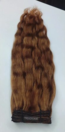 8 Parça 200 gr 65-70 cm Gerçek Saç Çıtçıt Kumral Renk 