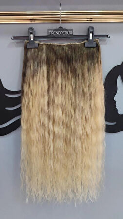 Yarımay + 2 Yan 170 gr 65-70 cm Gerçek Saç Çıtçıt Dip Kumral Alt Platin Renk