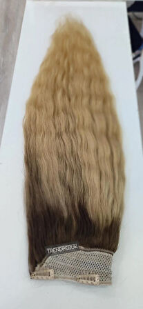 Yarımay + 2 Yan 170 gr 65-70 cm Gerçek Saç Çıtçıt Dip Kumral Alt Platin Renk