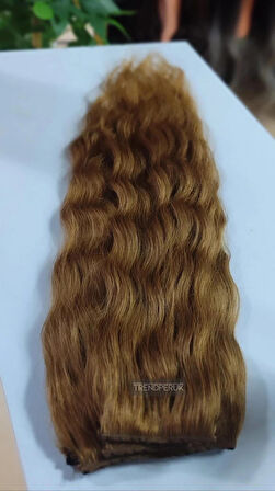 Yarımay + 2 Yan 170 gr 65-70 cm Gerçek Saç Çıtçıt Açık Kumral Renk
