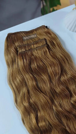Yarımay + 2 Yan 170 gr 65-70 cm Gerçek Saç Çıtçıt Açık Kumral Renk