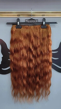 Yarımay + 2 Yan 200 gr 65-70 cm Gerçek Saç Çıtçıt Bakır Kumral Renk