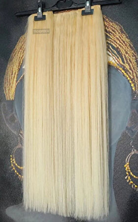 Yarımay + 2 Yan 200 gr 65-70 cm Gerçek Saç Çıtçıt Platin Renk