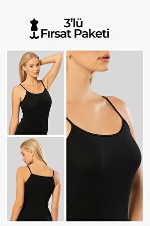 Erdem 3'lü Siyah Pamuklu Ribana Atlet 2153