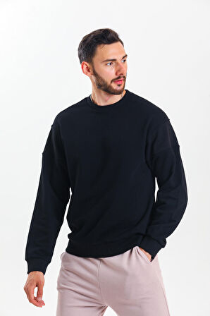 Siyah Parçalı Sweatshirt