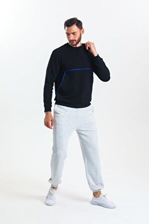 Siyah Kanguru Cepli Sweatshirt