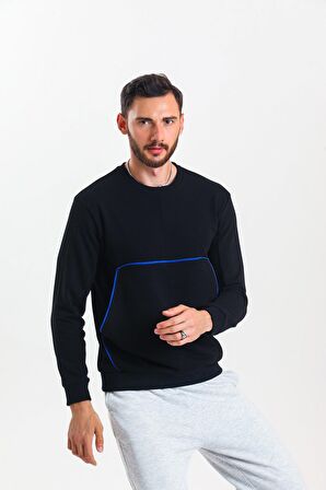 Siyah Kanguru Cepli Sweatshirt