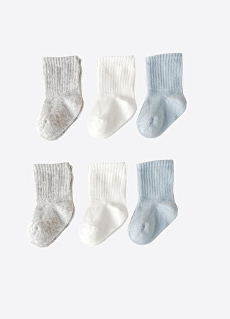 Organik Bebek 6'lı Çorap Seti Mavi