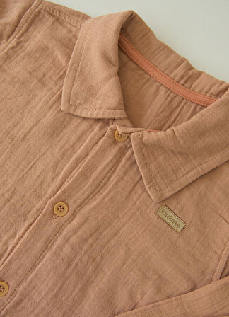 Organik Puka Müslin Gömlek Tarçın