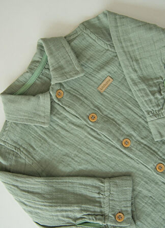 Organik Puka Gömlek Yeşil