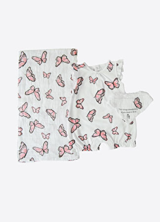 Organik Butterfly 3'lü Set Beyaz