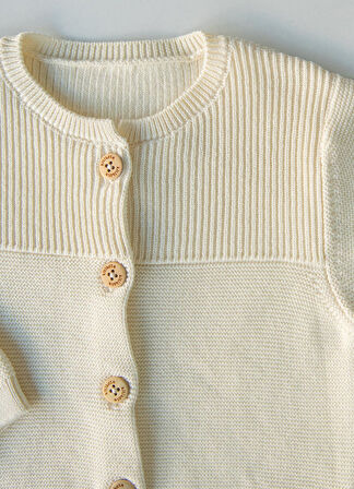 Organik Rosy Triko Hırka Natural