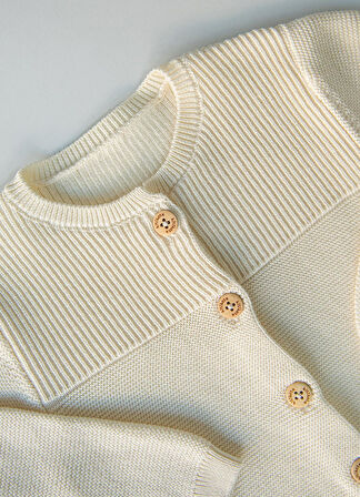 Organik Rosy Triko Hırka Natural