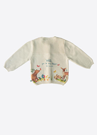 Organik Rosy Triko Hırka Natural