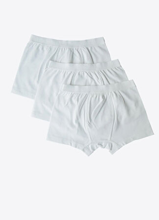 Organik Klasik 3'lü Erkek Çocuk  Boxer Beyaz