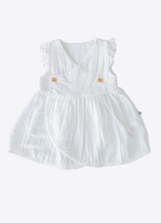 Organik Kury Müslin Elbise Beyaz