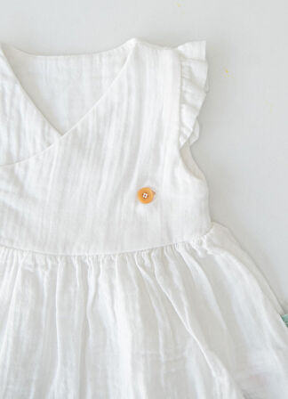 Organik Kury Müslin Elbise Beyaz