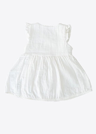 Organik Kury Müslin Elbise Beyaz