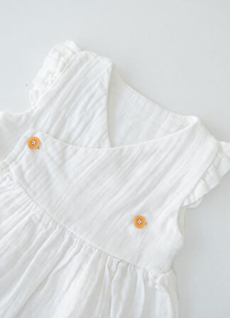 Organik Kury Müslin Elbise Beyaz