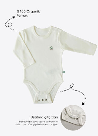 Organik New Basic Uzayan Uzun Kol Body Ekru