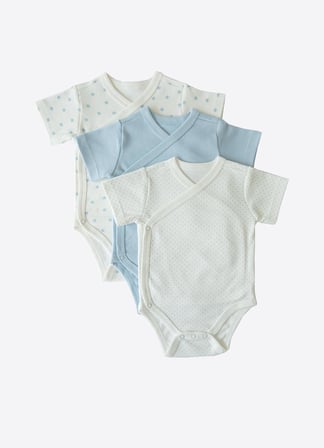 Organik New Dreams 3'lü Kısa Kol Kruvaze Body Mavi