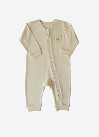 Organik New Basic Fermuarlı Tulum Natural