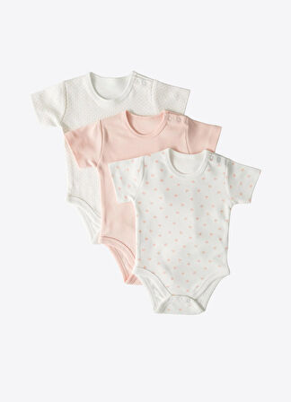 Organik New Dreams 3'lü Kısa Kol Body Pembe