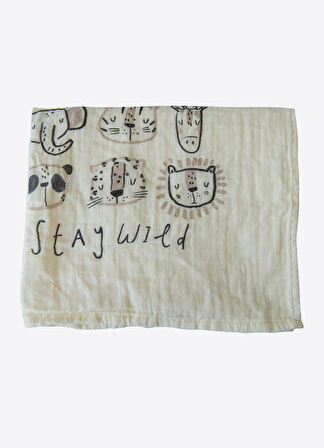 Organik Stay Wild Müslin Battaniye Natural
