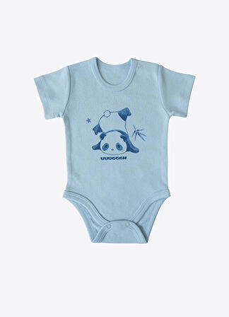 Organik Panda Mood 3'lü Kısa Kol Body Mavi