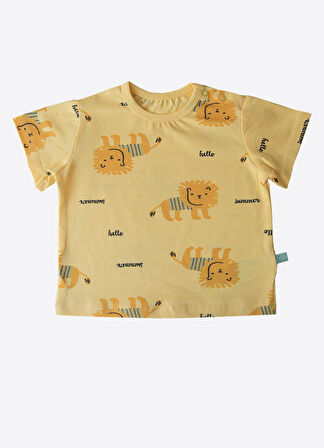 Organik Hello Summer Şort Salopet 2'li Takım Sarı