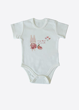 Organik Bunny 3'lü Kısa Kol Body Pembe