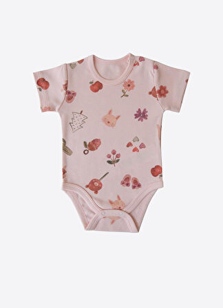 Organik Bunny 3'lü Kısa Kol Body Pembe