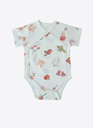 Organik Bunny 3'lü Kruvaze Kısa Kol Body Pembe