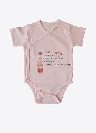 Organik Bunny 3'lü Kruvaze Kısa Kol Body Pembe