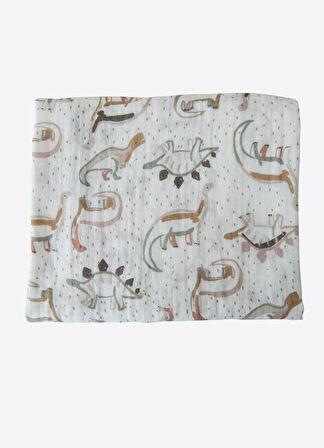 Organik Dinocan Müslin Battaniye Beyaz