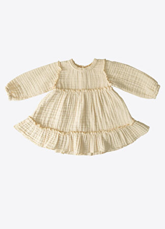 Organik 4 Kat Müslin Elbise Natural