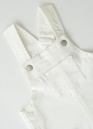 Organik Dean Şort Salopet Beyaz