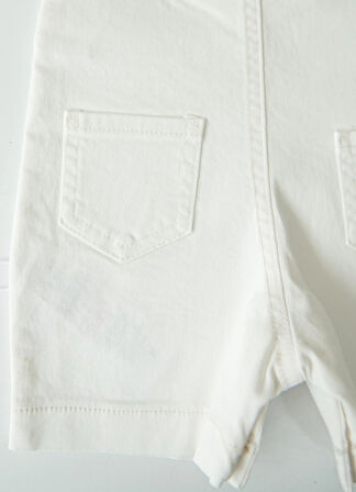 Organik Dean Şort Salopet Beyaz