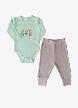 Organik Flowers Love 2'li Takım Yeşil-Lila