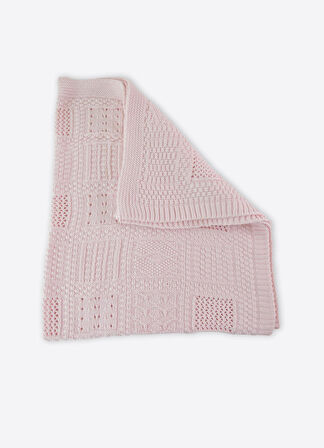 Organik Triko Panel Battaniye Pembe