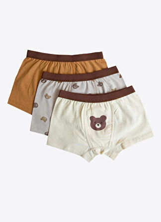 Organik Bear 3'lü Boxer Kahverengi