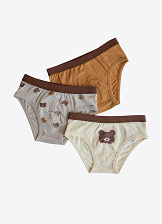 Organik Bear 3'lü Külot Kahverengi