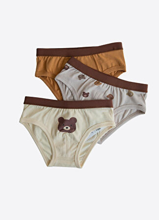 Organik Bear 3'lü Külot Kahverengi