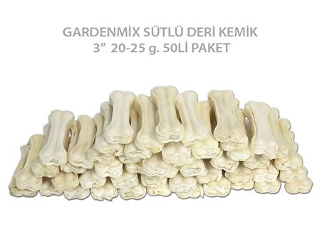 GARDENMİX SÜTLÜ DERİ KEMİK 8 CM 20-25 g.50Lİ PAKET