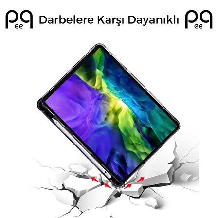 Peeq iPad Pro 11 inç 2021 3. Nesil Stand Olabilen Kalemlik Bölmeli Otomatik Uyku Modlu Akıllı Kılıf